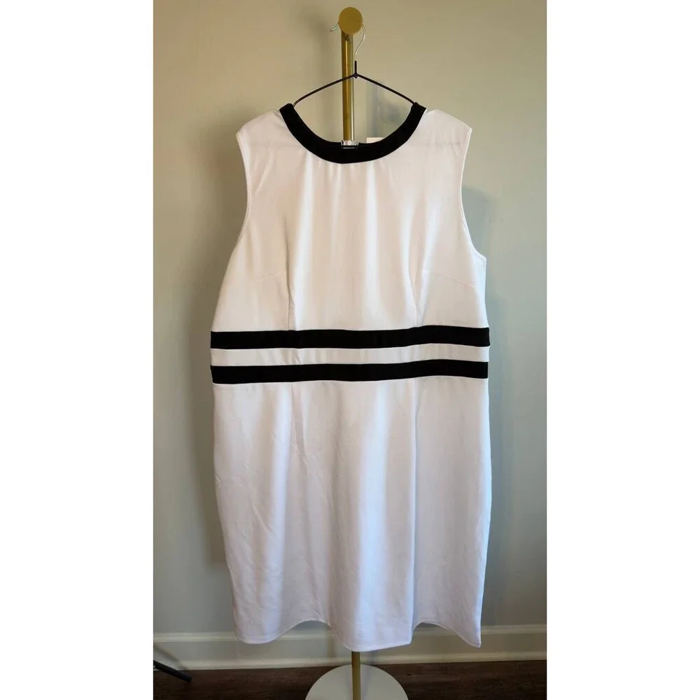 NY Collection Plus Size Colorblocked 2‑Piece Dress Set White 18W NWT $49